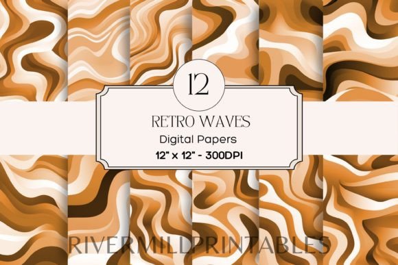 Download Retro Wavy Lines Digital Paper Pack - Retro Collection