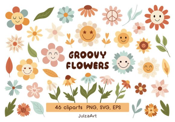 Download Retro Flower Clipart, Groovy Flower Svg - Retro Collection