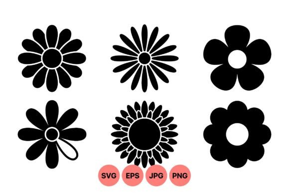 Download Simple Retro Flower Silhouette Set - Retro Collection