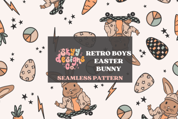 Download Retro Boys Easter Seamless Pattern - Retro Collection