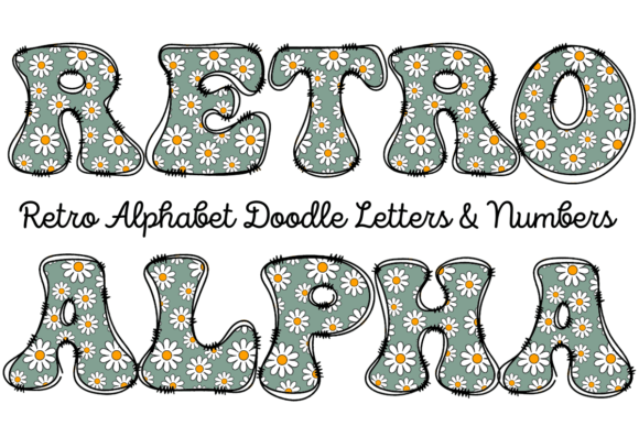Download Groovy Retro Flower Alphabet Doodle - Retro Collection