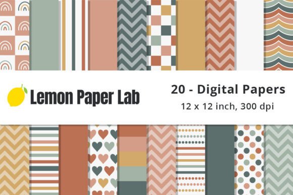 Download Fun Muted Boho Digital Scrapbook Paper - Digital scrapbook paper Collection