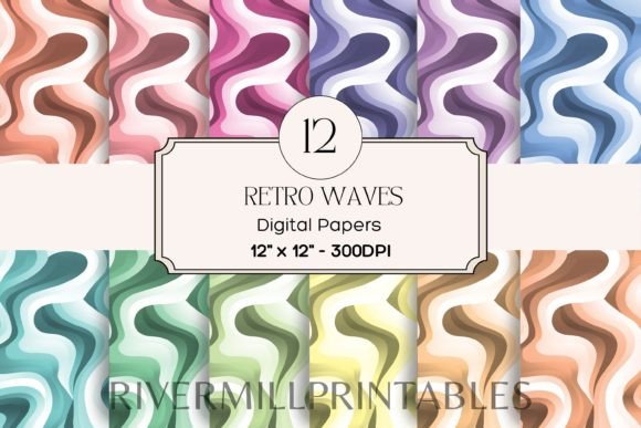 Download Retro Wavy Lines Digital Paper Pack - Retro Collection