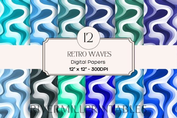 Download Retro Wavy Lines Digital Paper Pack - Retro Collection