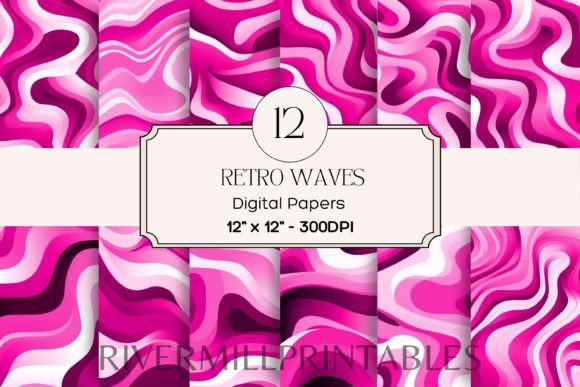 Download Retro Wavy Lines Digital Paper Pack - Retro Collection