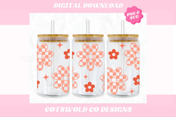 Download Boho Retro Flower 16oz Cup Wrap SVG PNG - Retro Collection