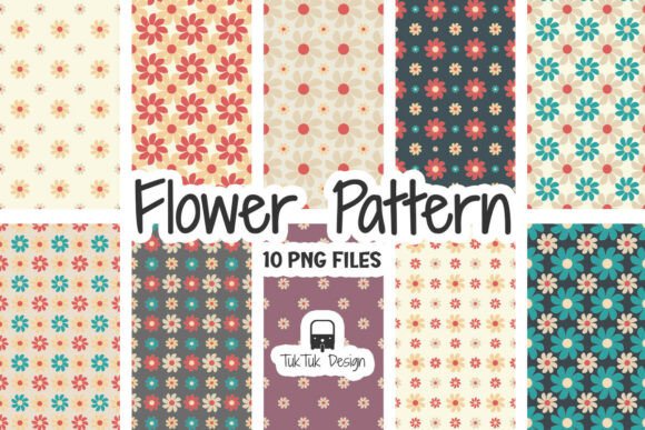 Download Retro Daisy Flower Pattern PNG Bundle - Retro Collection
