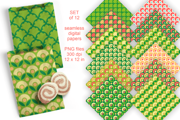 Download Retro Flower Seamless Paper Set of 12 - Retro Collection