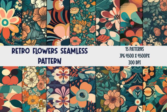Download Retro Flowers Seamless Patterns 2 - Retro Collection