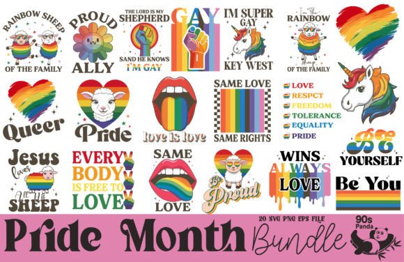 Download LGBTQ Pride Month Bundle 20 Retro Design - Retro Collection