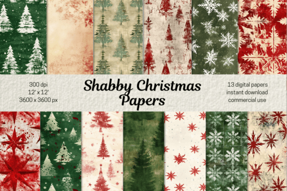 Download Retro Christmas Scrapbooking Papers Set - Retro Collection