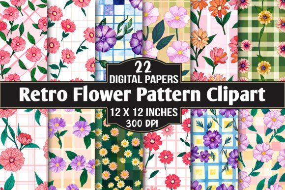 Download Retro Flower Pattern Clipart PNG - Retro Collection